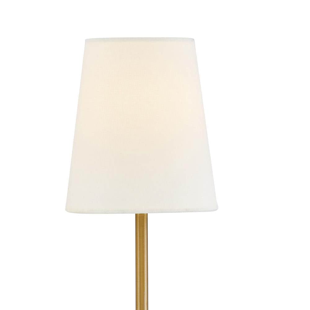 Lacquered Brass 2-Light White Linen Wall Sconce
