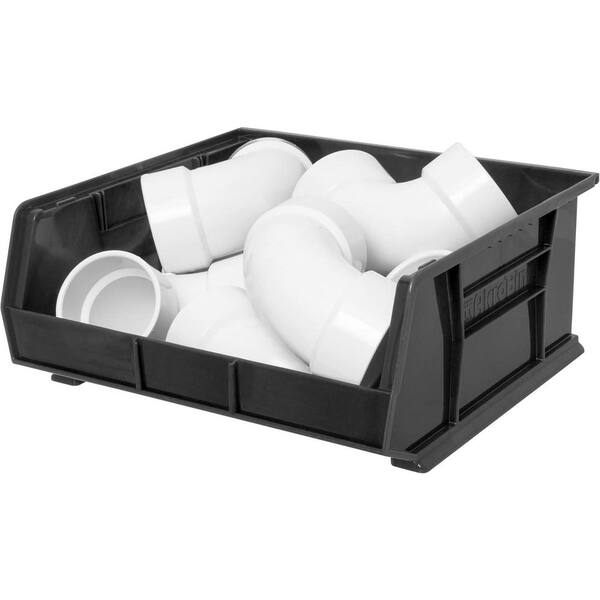 Akro-Mils 30250 Plastic Storage Bin – 15x16x7 Inch Stacking & Hanging AkroBin – Black, 6-Pack – Heavy Duty Polypropylene