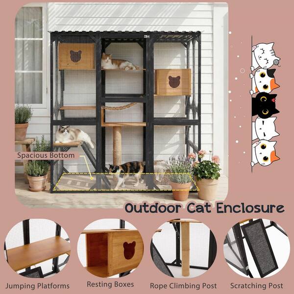 5.6 ft. W x 2.8 ft. D Outdoor Wood Shed Cat House w/Sleeping