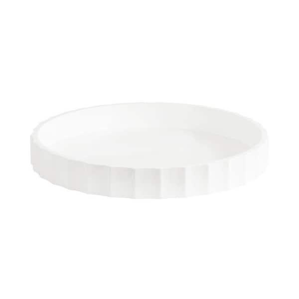 Lissi White Round Wooden 16 in. Decorative Tray