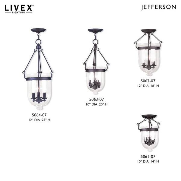 Livex Lighting Jefferson 3 Light Bronze Chain Lantern 5063