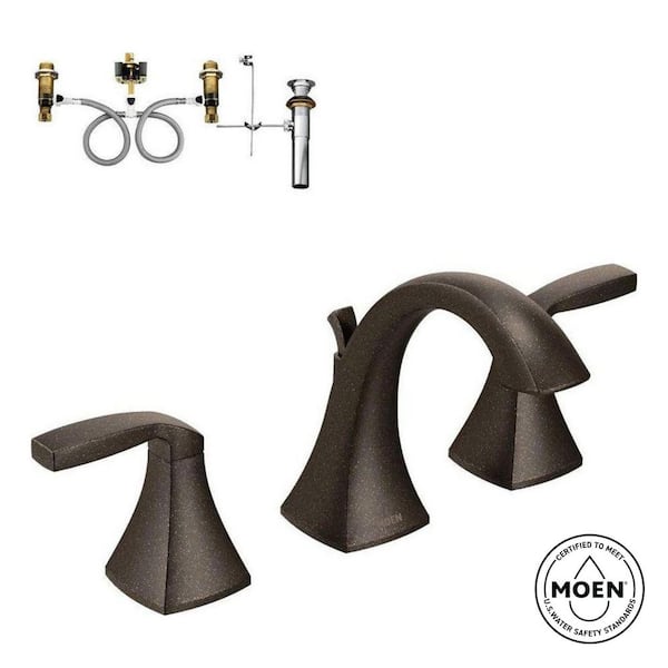 Voss 8 in. Widespread 2-Handle High-Arc Bathroom Faucet Trim Kit in Oil Rubbed Bronze (Valve Included)