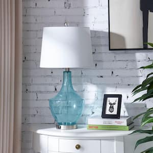 Denver 26 " Blue Glass Bedside Lamp with USB