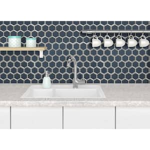 Vague Blue Beveled 3 in. Hexagon 12 in. x 11 in. Glass Mesh-Mounted Mosaic Wall Tile (0.89 sq. ft./Each)