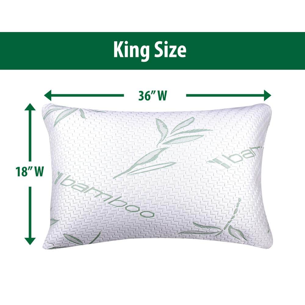 King Size Hypoallergenic Memory Foam Bamboo Pillows (Set of 2)