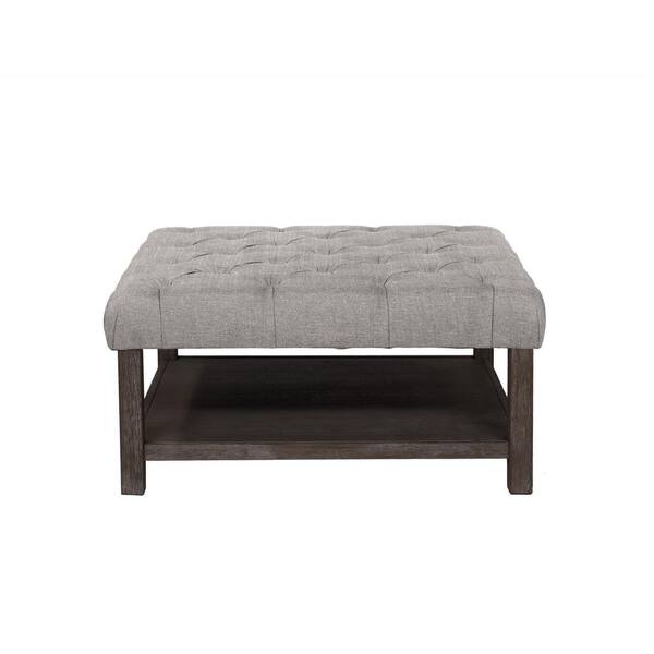グレー オットマン Furniture of America Errona Antique Washed Gray Square Button