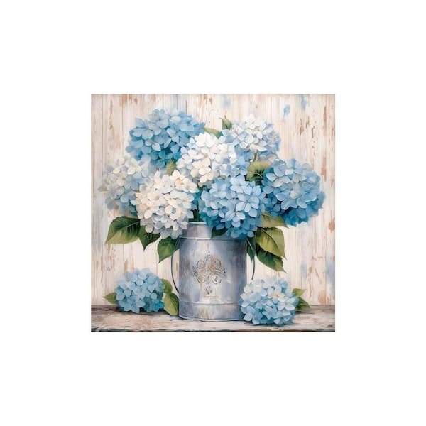 Blue Hydrangea Unframed Canvas Art Print 16 in. x 16 in
