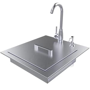 Designer 20.5 in. W x 22.25 in. D x 5 in. Stainless Steel Build-In Sink with Cover and Faucet ADA Compliant