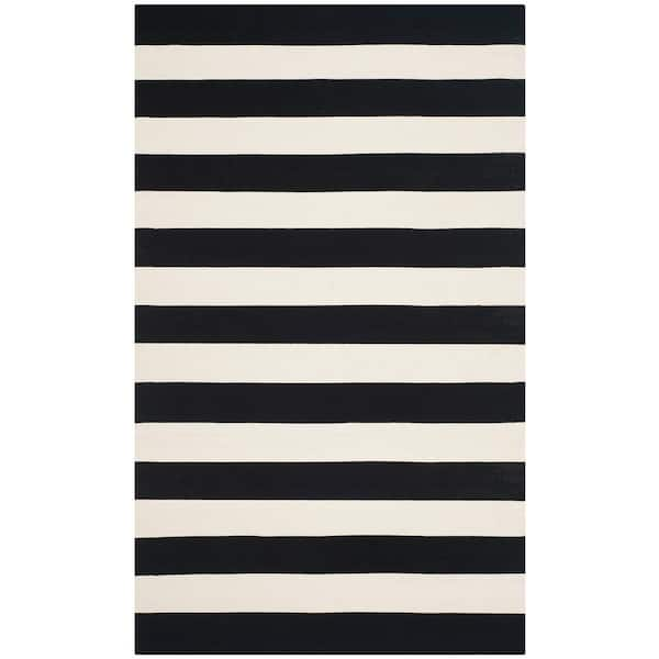 SAFAVIEH Montauk Black/Ivory 4 ft. x 6 ft. Striped Area Rug