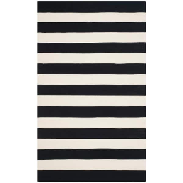 SAFAVIEH Montauk Black/Ivory 5 ft. x 8 ft. Striped Area Rug