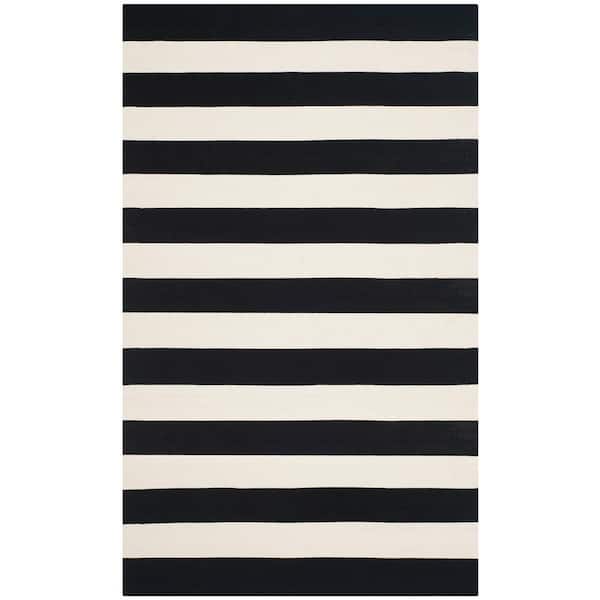 SAFAVIEH Montauk Black/Ivory 9 ft. x 12 ft. Striped Area Rug