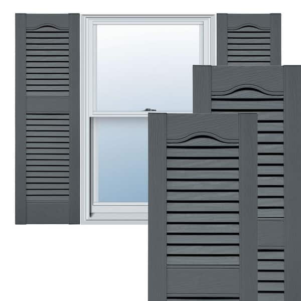 Ekena Millwork TailorMade 12 in. W x 69 in. H Louvered Vinyl Shutters Pair in Storm Cloud