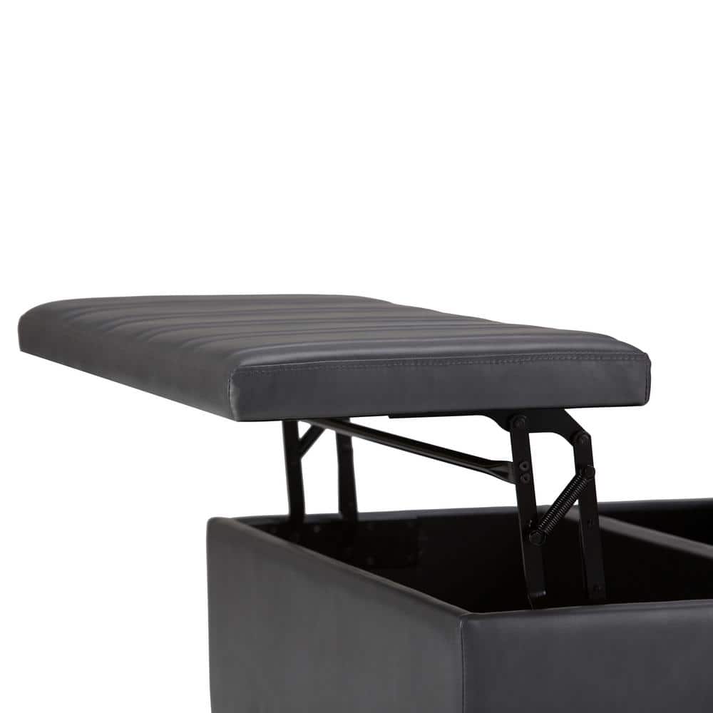 Contemporary Stone Gray 36" Square Storage Ottoman with Flip-up Top