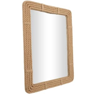 48 in. x 36 in. Rope Rectangle Framed Brown Wall Mirror