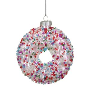 3.5 in. Pink Doughnut With Sprinkles Glass Christmas Ornament