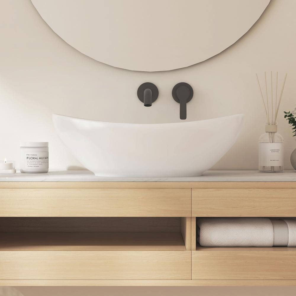 Eclisse 23" x 15" White Ceramic Oval Vessel Sink