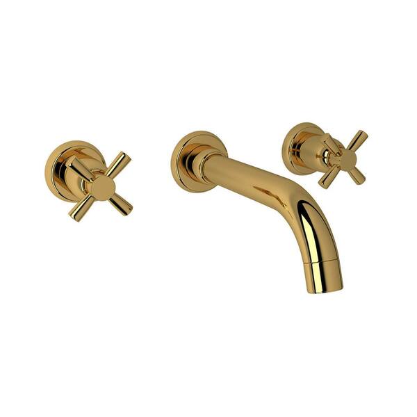ROHL Holborn Double Handle Wall Mounted Faucet in Unlacquered Brass