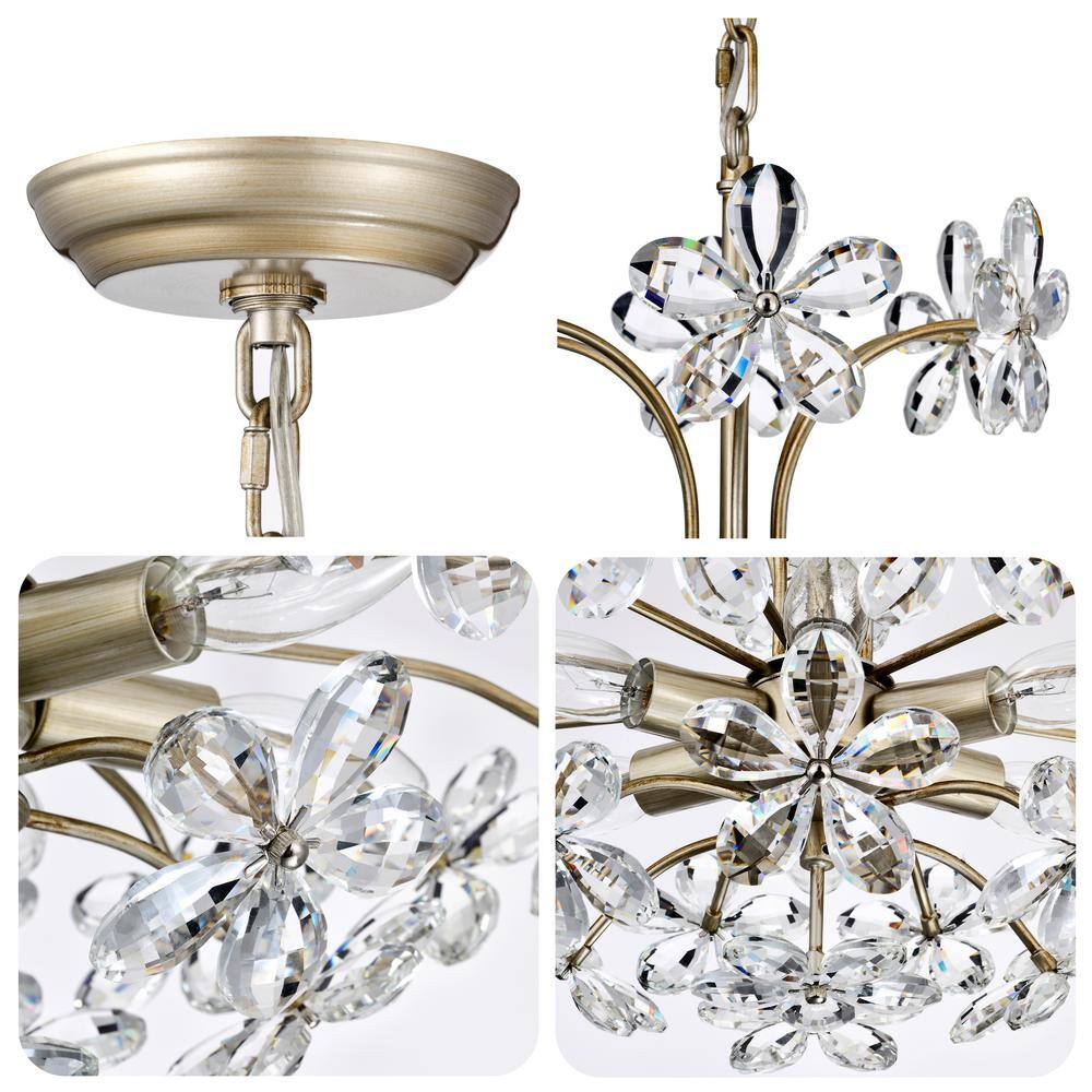 Rosa 6-Light Champagne Flower Crystal Chandelier