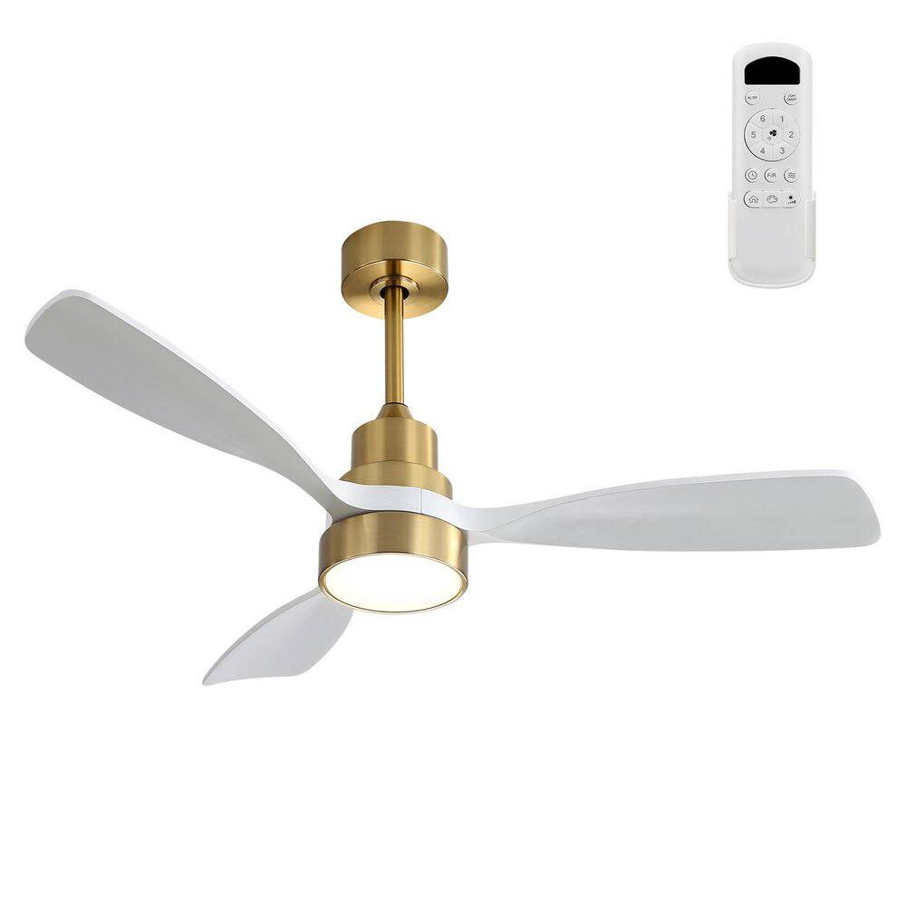 48 in. 3-Light Gold Wood Reversible DC Motor Standard Downrod Mount Ceiling Fan with Remote Control, 3 Solid Wood Blades price history on PriceWatchPro