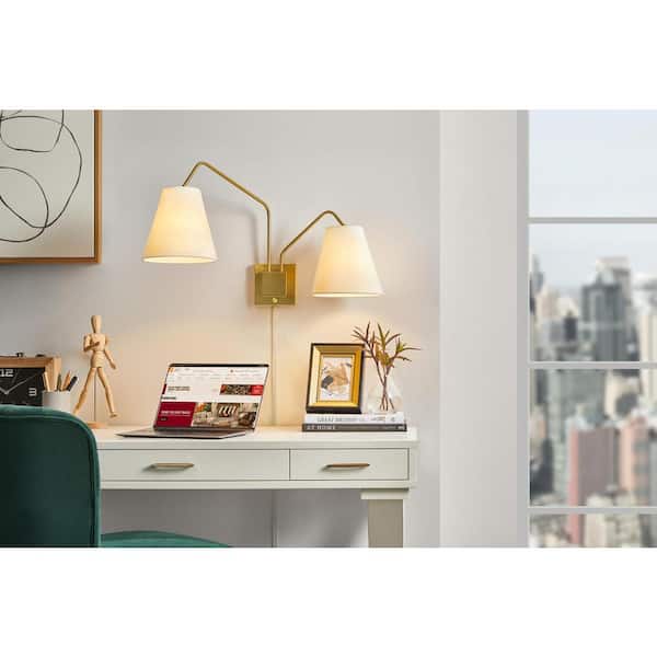 Hilley 32 in. 2-Light Aged Brass Wall Sconce