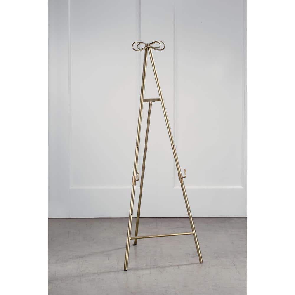 Gold Metal Folding Tripod Floor Easel with Bow Accent