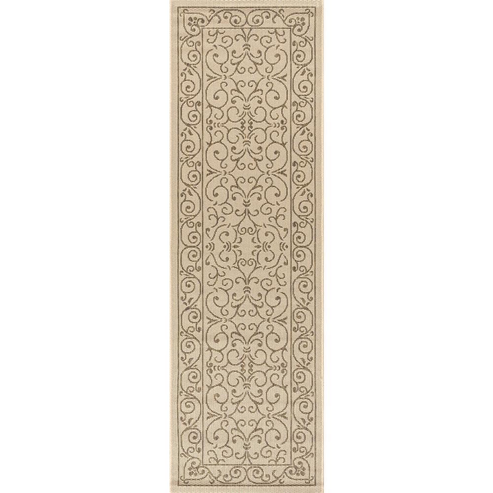 Boho Vintage Filigree Cream & Brown Indoor/Outdoor Runner Rug