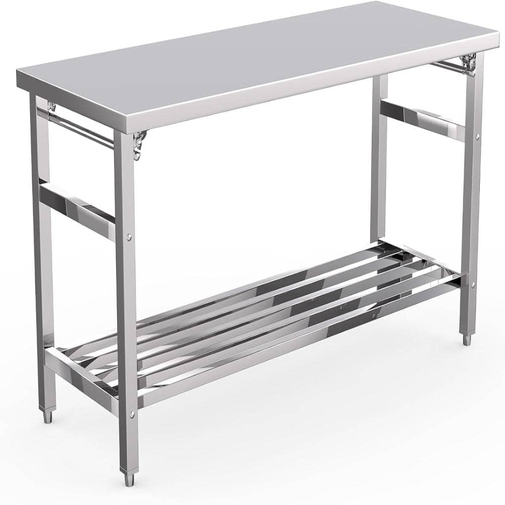 "60""x24"" NSF Folding Work Table Stainless Steel Prep Station with Adjustable Undershelf, Heavy Duty Kitchen Table" price history on PriceWatchPro