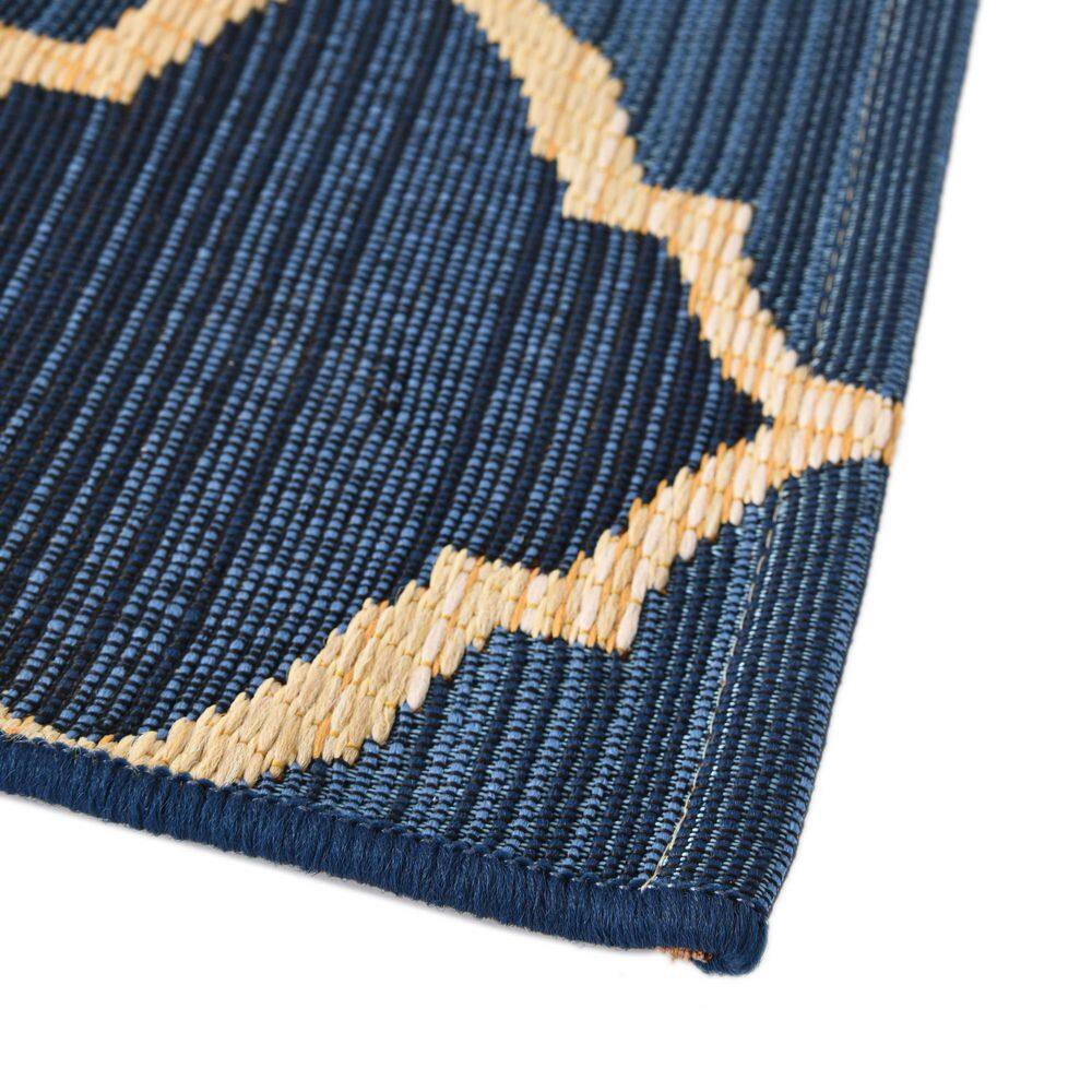 Eden Trellis Easy-Care Blue and Beige 5'3" x 8' Outdoor Rug