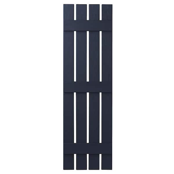 Ply Gem 16 in. x 59 in. Polypropylene Plastic 4-Board Open Board and Batten Shutters Pair in Dark Navy