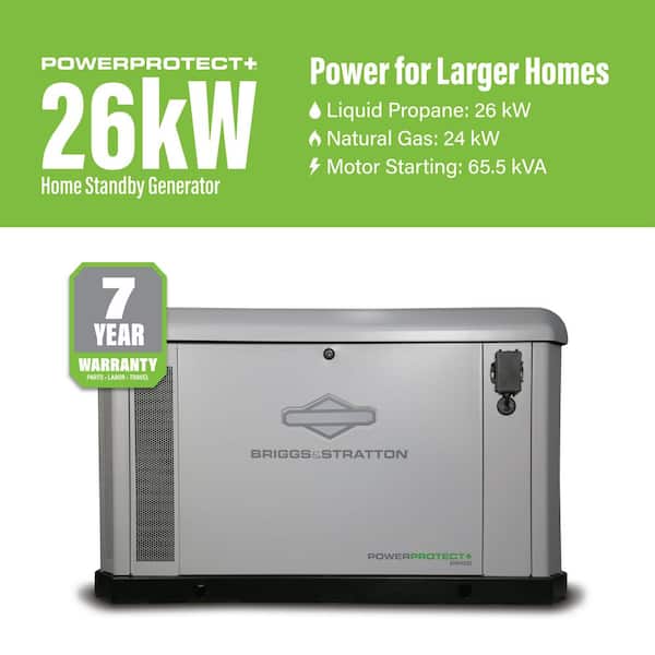 Briggs & Stratton PowerProtect+ 26000 Watt Dual Fuel Air-Cooled
