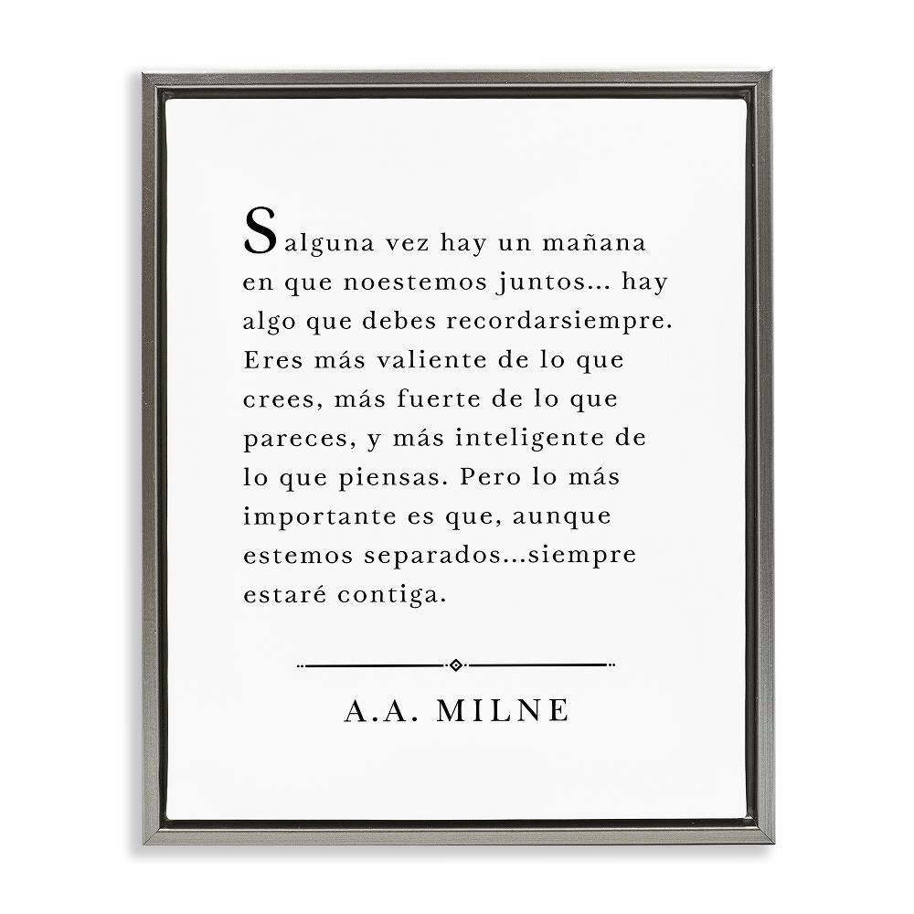A. A. Milne Quote Translation by Lettered and Lined Gray Floater Frame Typography Graphic Art Print 21 in. x 17 in. price history on PriceWatchPro