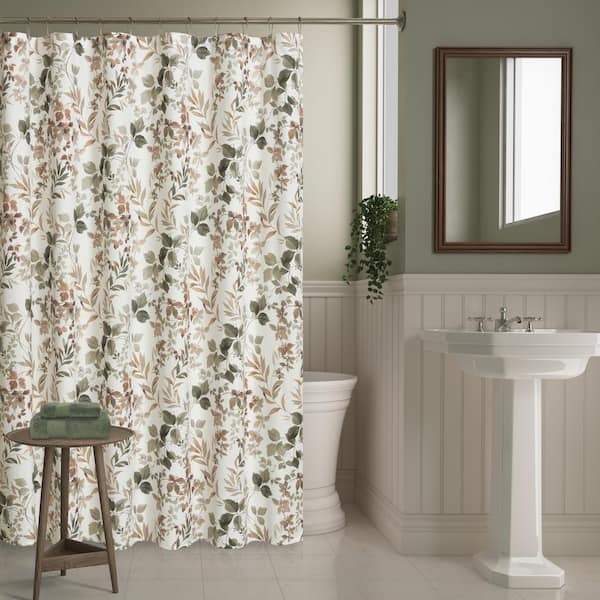 Unbranded Evergreen Sage Polyester Shower Curtain