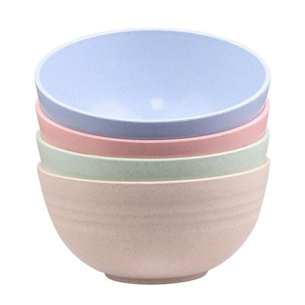 Anqtovp 24 fl. oz. Multicolor Wheat Straw Fiber Bowl Set Durable Lightweight Dishwasher Microwave Safe (Set of 4)