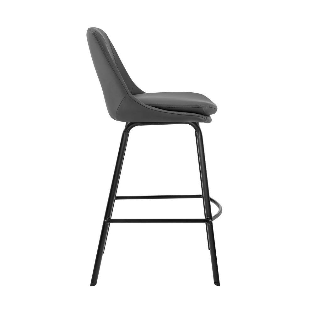 Gray Faux Leather and Metal Swivel Counter Stool
