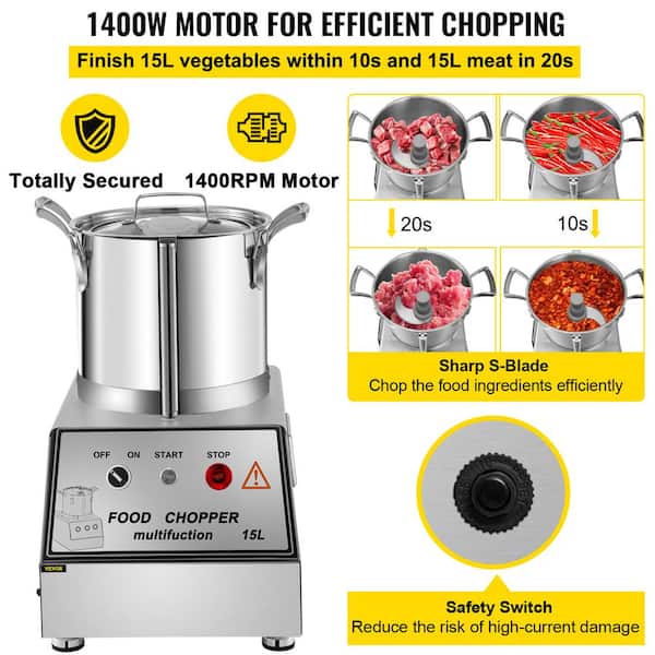 VEVOR 42-Cup Capacity Commercial Food Processor Grain Mill Electric Food  Cutter 1400 RPM Stainless Steel Food Processor FSJQS810QSJ10L001V1 - The  Home Depot