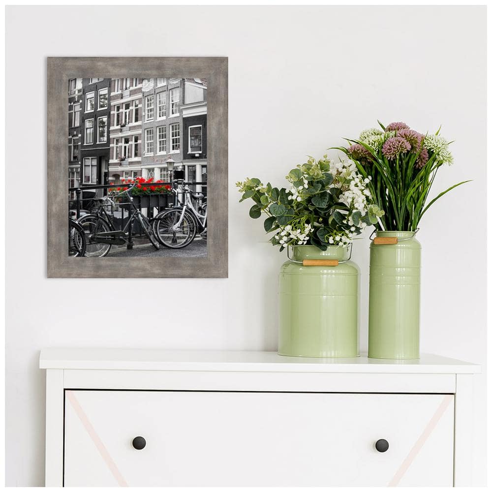 Antiqued Marred Pewter Wood 11x14 Single Photo Frame