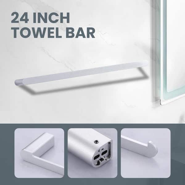 Modern Stainless Steel Bathroom Hardware 5-Piece Bath Hardware Set Rounded Corner in Brushed Nickel