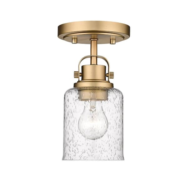 Unbranded Kinsley 9.5 in. 1-Light Heirloom Gold Flush Mount
