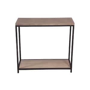 32 in. Distressed Brushed Gray/Black Standard Rectangle Wood Console Table with Storage