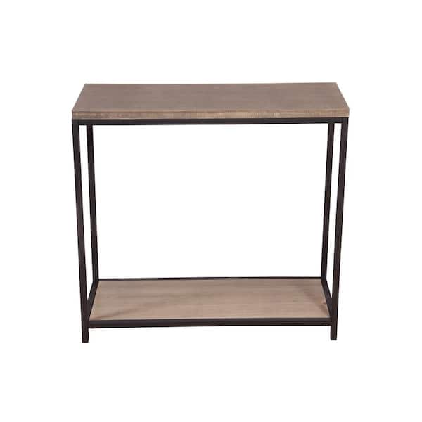 Eccostyle 32 in. Distressed Brushed Gray/Black Standard Rectangle Wood Console Table with Storage