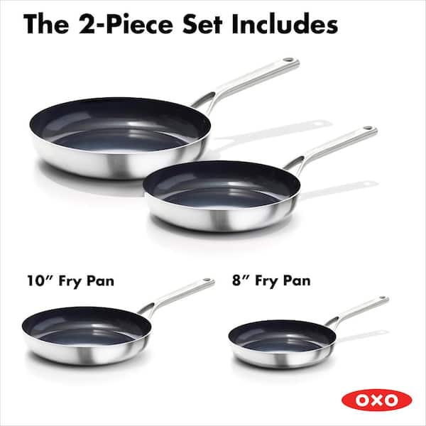 OXO Tri-Ply Stainless Non-Stick Mira Series 2-Piece Fry Pan Set, 8