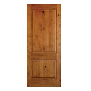 24 in. x 96 in. 2-Panel Square Top Solid Wood Core Rustic Knotty Alder Left-Hand Single Prehung Interior Door