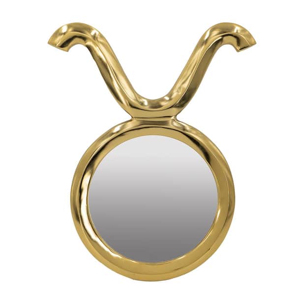 Vsmile 12.5 in. W x 16 in. H Modern Gold Metal Round Framed Mirror, Wall Decor for Entryway, Living Room, and Hallway