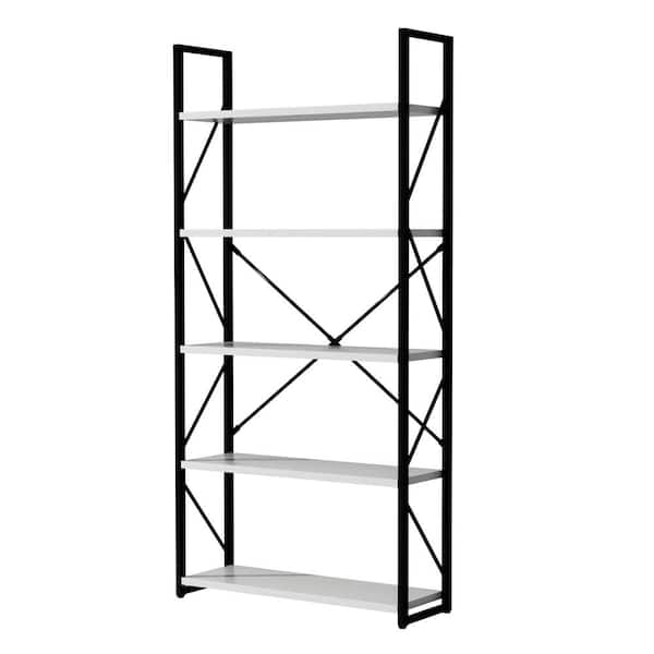 Tatayosi 31.5 in. W x 61.8 in. H x 11.8 in. D 5-Tier Wooden Rectangular Bookshelf, Open Display Storage Shelves in White