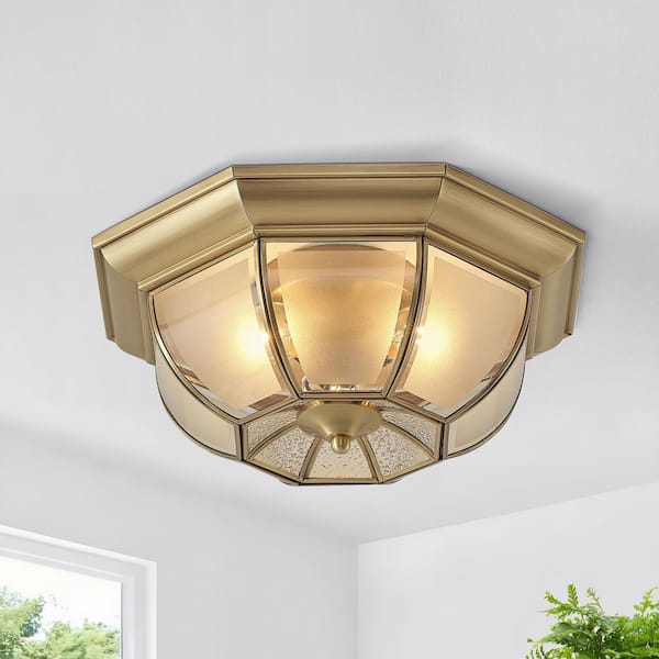 Zevni Modern 3-Light Gold Dome Flush Mount Ceiling Light for the