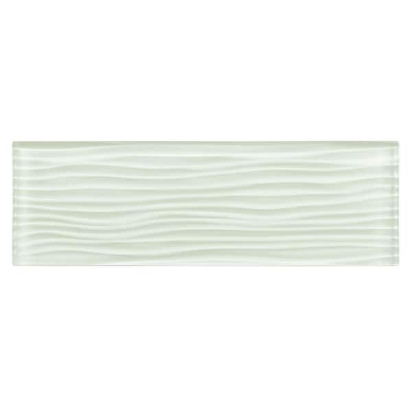 ANDOVA Enchant Parade Fabu Green Glossy 4 in. x 12 in. Glass Textured Subway Wall Tile (3.26 sq. ft./Case)