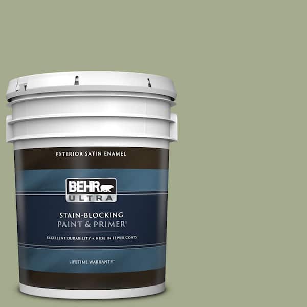 BEHR ULTRA 5 gal. #PMD-36 Mountain Sage Satin Enamel Exterior Paint & Primer