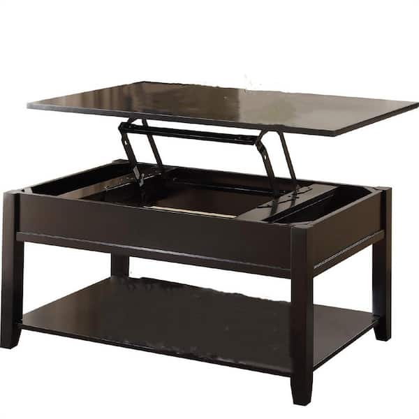 Donason 40 in.Black Small Rectangle Wood Coffee Table