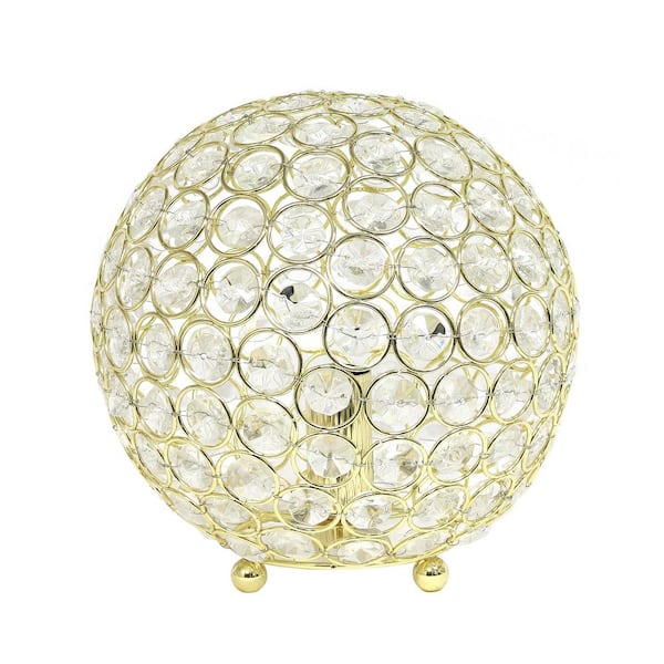 Elegant Designs 8 in. Gold Crystal Ball Sequin Table Lamp LT1026