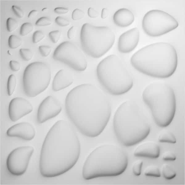 Ekena Millwork 1 in. x 19-1/2 in. x 19-1/2 in. Shale EnduraWall PVC Decorative 3D Wall Panel, White, (20-Pack for 53.49 sq. ft.)
